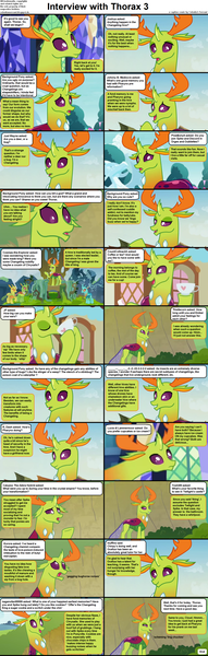 Size: 1282x4017 | Tagged: safe, derpibooru import, edit, edited screencap, screencap, thorax, changedling, changeling, comic:celestia's servant interview, to change a changeling, triple threat, caption, changeling kingdom, comic, cs captions, cup, cute, cuteling, descriptive noise, detailed background, drinking, image, interview, king thorax, male, png, screencap comic, sipping, text, thorabetes