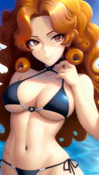 Size: 864x1536 | Tagged: suggestive, derpibooru import, editor:sammykun, machine learning generated, novelai, stable diffusion, adagio dazzle, human, equestria girls, absolute cleavage, beach, beautiful, belly button, bikini, bikini top, breasts, bust, busty adagio dazzle, cleavage, clothes, female, humanized, image, lips, looking at you, midriff, png, reasonably sized breasts, seductive, sexy, sky, smiling, solo, solo female, swimsuit