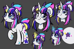 Size: 1237x825 | Tagged: safe, artist:partylikeanartist, derpibooru import, oc, oc:indigo wire, unofficial characters only, pony, unicorn, female, gray background, image, jpeg, mare, simple background, smiling, solo, stars