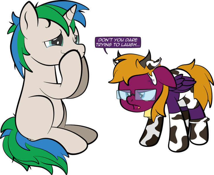 Size: 1920x1576 | Tagged: safe, artist:alexdti, derpibooru import, oc, oc:purple creativity, oc:star logic, unofficial characters only, pegasus, pony, unicorn, blushing, blushing profusely, cowprint, floppy ears, image, png, simple background, transparent background