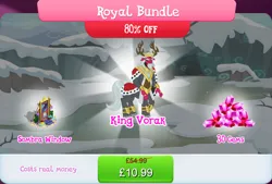 Size: 1271x859 | Tagged: safe, derpibooru import, official, king sombra, king vorak, centaur, taur, beard, bundle, bush, cloven hooves, costs real money, crown, english, facial hair, gameloft, gem, horns, image, jewelry, jpeg, male, mobile game, my little pony: magic princess, numbers, regalia, ring, sale, solo, solo focus, stained glass, stained glass window, text
