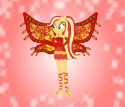 Size: 842x722 | Tagged: safe, artist:loladreamteam, artist:selenaede, artist:user15432, derpibooru import, sunset shimmer, fairy, human, equestria girls, alternate hairstyle, barefoot, barely eqg related, base used, clothes, colored wings, crossover, dress, enchantix, fairy wings, fairyized, feet, gloves, gradient wings, hand on hip, image, long hair, png, ponied up, red background, red dress, red wings, simple background, smiling, sparkly background, wings, winx, winx club, winxified