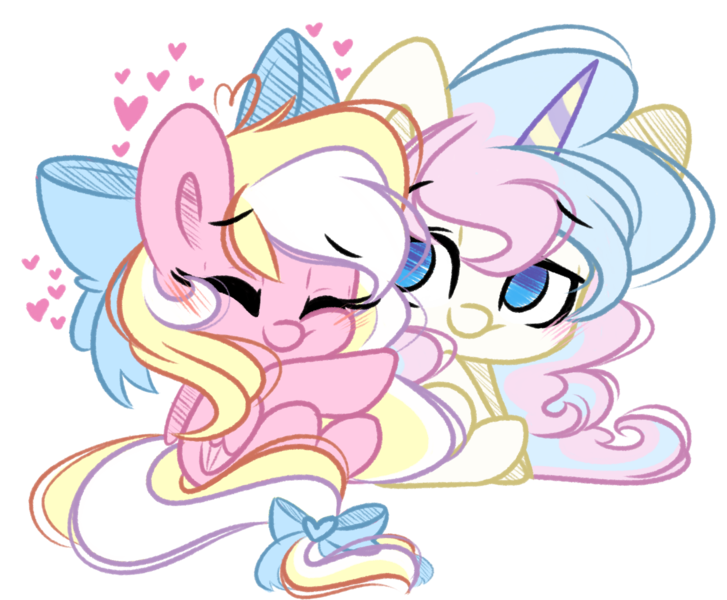 Size: 2383x1968 | Tagged: safe, artist:emberslament, derpibooru import, oc, oc:bay breeze, ponified, pony, aggretsuko, chibi, hug, image, png, seiya, simple background, transparent background