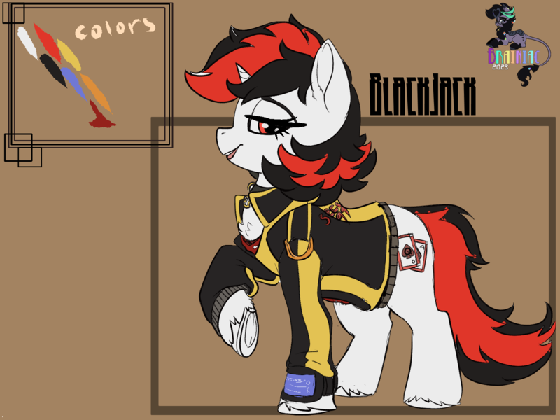 Size: 1600x1200 | Tagged: safe, artist:brainiac, derpibooru import, oc, oc:blackjack, pony, unicorn, fallout equestria, fallout equestria: project horizons, fanfic art, female, image, mare, png, reference sheet, solo