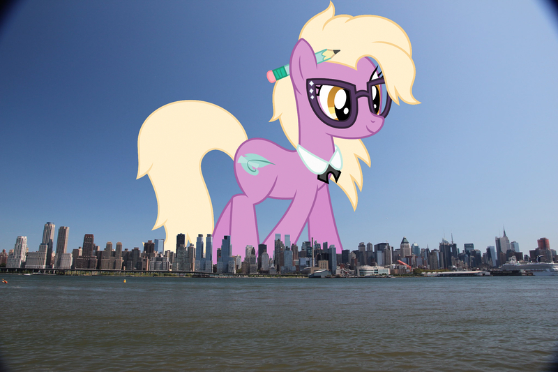 Size: 2048x1365 | Tagged: safe, artist:jaredking779, artist:starryshineviolet, derpibooru import, grace manewitz, earth pony, pony, background pony, female, giant pony, giant/macro earth pony, giantess, glasses, highrise ponies, image, irl, jpeg, macro, manhattan, mare, mega giant, new york, new york city, pencil, photo, ponies in real life