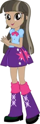 Size: 1477x4567 | Tagged: safe, artist:starryshineviolet, derpibooru import, edit, vector edit, twilight sparkle, human, equestria girls, brown eyes, brown hair, brunette, clothes, cutie mark, cutie mark on clothes, dark skin, dark skin edit, female, full body, g4, high res, human coloration, image, png, realism edits, shirt, shoes, simple background, skirt, socks, solo, stars, stock vector, transparent background, vector
