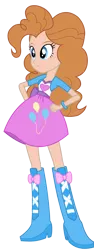 Size: 1612x4273 | Tagged: safe, artist:ytpinkiepie2, color edit, derpibooru import, edit, vector edit, pinkie pie, equestria girls, balloon, blue eyes, boots, bracelet, clothes, colored, cutie mark, cutie mark on clothes, female, full body, g4, ginger, ginger hair, hand on hip, heart, high heel boots, high res, human coloration, image, jacket, jewelry, light skin, light skin edit, png, realism edits, shoes, simple background, skin color edit, skirt, solo, transparent background, vector, vest
