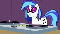 Size: 1280x720 | Tagged: safe, artist:mysteryben, derpibooru import, vinyl scratch, pony, unicorn, 2011, female, image, mare, old art, png, solo, turntable