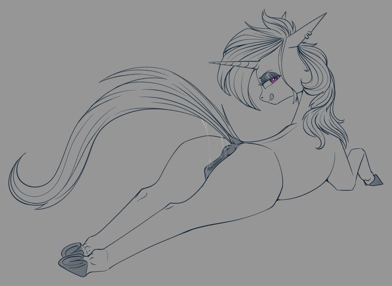 Size: 2248x1639 | Tagged: explicit, artist:stray prey, derpibooru import, oc, oc:acidia, unofficial characters only, pony, unicorn, anus, bedroom eyes, dock, ear piercing, female, image, licking, licking lips, looking at you, looking back, looking back at you, nudity, piercing, png, presenting, prone, raised tail, solo, solo female, tail, tail trail, tongue out, underhoof, vaginal secretions, vaginal secretions trail, vulva
