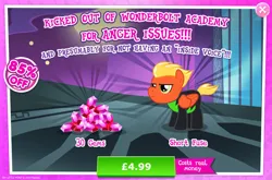 Size: 1961x1298 | Tagged: safe, derpibooru import, official, short fuse, pegasus, pony, advertisement, clothes, costs real money, english, folded wings, gameloft, gem, image, jpeg, male, mobile game, my little pony: magic princess, numbers, sale, solo, solo focus, stallion, text, the washouts, uniform, washouts uniform, wings