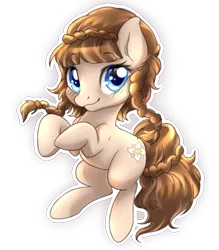 Size: 836x956 | Tagged: safe, artist:tokokami, derpibooru import, oc, oc:connie bloom, unofficial characters only, earth pony, pony, earth pony oc, euro bronycon, eyebrows, eyebrows visible through hair, image, looking at you, mascot, png, simple background, smiling, smiling at you, solo, transparent background