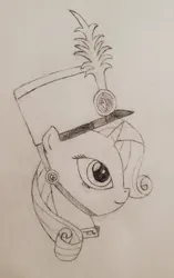 Size: 2312x3680 | Tagged: safe, artist:ceffyl-dŵr, derpibooru import, rarity, pony, unicorn, ancient wonderbolts uniform, clothes, hat, image, jpeg, sgt. rarity, traditional art, uniform