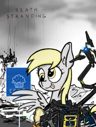 Size: 6201x8268 | Tagged: safe, derpibooru import, ditzy doo, pegasus, pony, crossover, death stranding, image, jpeg, ruins, solo