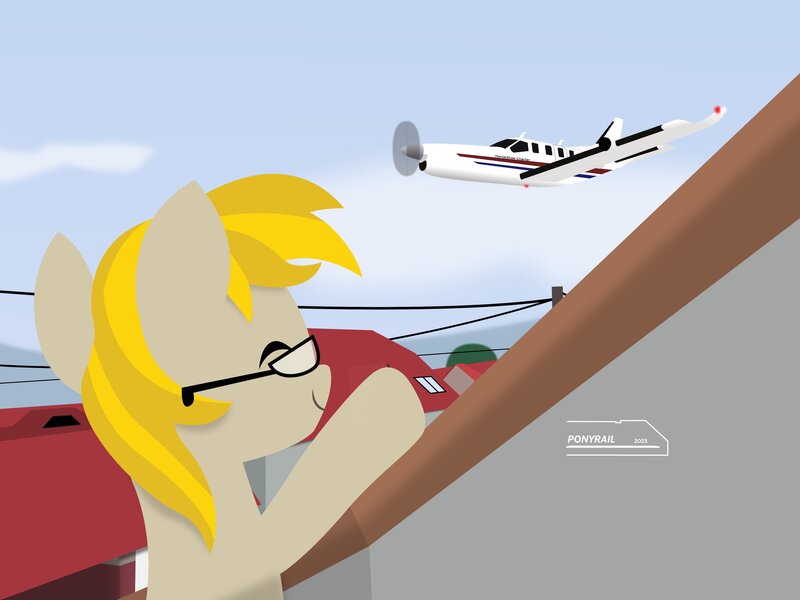 Size: 4096x3072 | Tagged: safe, artist:indonesiarailroadpht, derpibooru import, oc, oc:bracket mismatch, unofficial characters only, pony, image, jpeg, plane, solo, waving