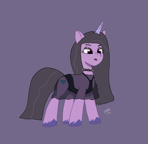 Size: 904x884 | Tagged: safe, artist:sarahthefox97, derpibooru import, izzy moonbow, clothes, eyeshadow, g5, goth, goth izzy, image, jpeg, makeup, see-through, signature, solo