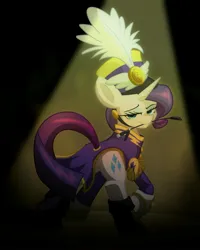 Size: 3162x3957 | Tagged: safe, artist:geraritydevillefort, derpibooru import, rarity, pony, unicorn, ancient wonderbolts uniform, butt, clothes, female, hat, image, jpeg, looking at you, rearity, sgt. rarity, solo, uniform, whip