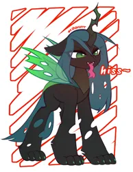 Size: 1678x2160 | Tagged: safe, artist:shavurrr, derpibooru import, queen chrysalis, changeling, pony, hissing, image, jpeg, simple background, solo