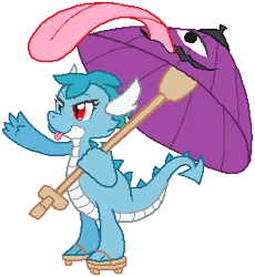 Size: 277x301 | Tagged: safe, artist:thecompleteanimorph, derpibooru import, dragon, dragoness, dragonified, female, image, parasol (umbrella), png, species swap, tatara kogasa, touhou, umbrella