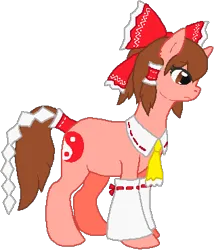 Size: 316x369 | Tagged: safe, artist:thecompleteanimorph, derpibooru import, ponified, pony, bow, female, hakurei reimu, image, mare, miko, png, touhou