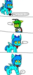 Size: 387x873 | Tagged: safe, artist:hickerbop, derpibooru import, ponified, pony, cirno, comic panel, crossover, image, png, silly, touhou, wriggle nightbug