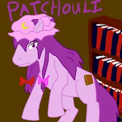 Size: 750x750 | Tagged: safe, artist:sonicchica, derpibooru import, ponified, pony, female, image, library, mare, patchouli knowledge, png, touhou