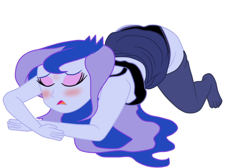 Size: 2005x1476 | Tagged: suggestive, artist:gmaplay, derpibooru import, princess luna, human, equestria girls, clothes, female, fever, image, png, solo, underwear, vice principal luna