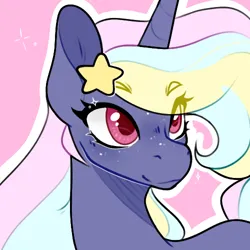 Size: 500x500 | Tagged: safe, artist:cyrinthia, derpibooru import, oc, oc:starshine, pony, unicorn, bust, female, image, mare, png, portrait, solo