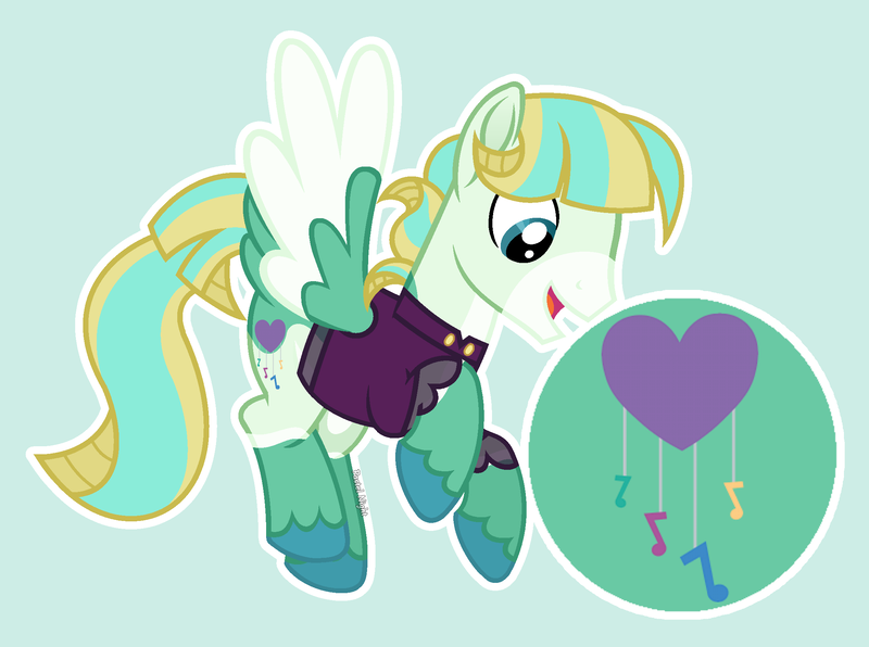 Size: 2220x1654 | Tagged: safe, artist:pastelnightyt, derpibooru import, oc, oc:heartfelt serenade, pegasus, pony, clothes, image, magical lesbian spawn, male, offspring, parent:coloratura, parent:songbird serenade, png, shirt, solo, stallion