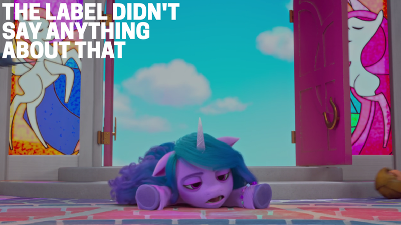 Size: 1280x720 | Tagged: safe, derpibooru import, edit, edited screencap, editor:quoterific, screencap, izzy moonbow, pony, unicorn, my little pony: make your mark, my little pony: make your mark chapter 2, spoiler:my little pony: make your mark, spoiler:my little pony: make your mark chapter 2, spoiler:myms01e05, g5, hoof heart, image, png, solo, the cutie mark mix-up, underhoof, unshorn fetlocks