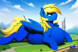 Size: 4608x3072 | Tagged: suggestive, derpibooru import, machine learning generated, oc, oc:thunder lightning, unofficial characters only, pegasus, pony, image, macro, male, pegasus oc, png, solo, vore, wings