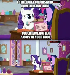 Size: 480x508 | Tagged: safe, derpibooru import, edit, edited screencap, screencap, cozy glow, rarity, twilight sparkle, twilight sparkle (alicorn), alicorn, pegasus, pony, unicorn, boomerang (tv channel), glow, glowing horn, horn, image, impact font, jpeg, magic, magic aura, needs more jpeg, telekinesis, text, trio