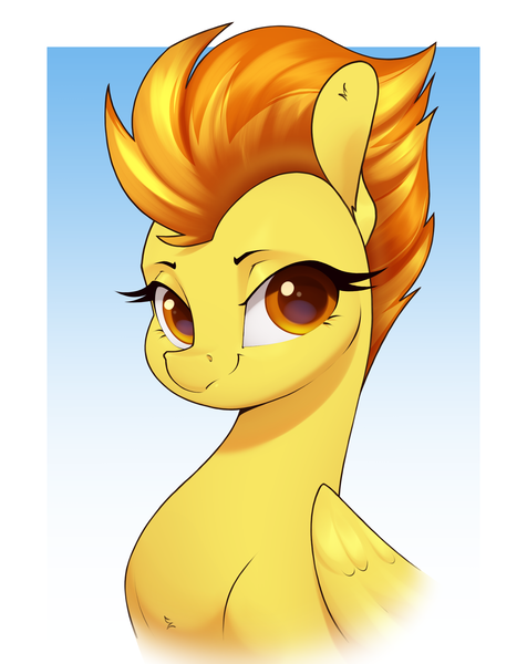 Size: 2220x2800 | Tagged: safe, artist:aquaticvibes, derpibooru import, spitfire, pegasus, pony, bust, female, gradient background, image, mare, png, solo, wings