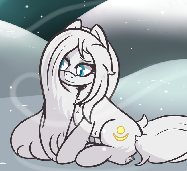 Size: 1094x1000 | Tagged: safe, artist:lazerblues, derpibooru import, oc, oc:cirrus wisp, unofficial characters only, pony, taiga pony, female, image, long mane, long tail, mare, png, snow, snowfall, solo