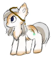 Size: 752x870 | Tagged: safe, artist:anonymous, oc, unofficial characters only, pony, taiga pony, chest fluff, ear fluff, female, image, jewelry, mare, no mouth, png, simple background, sketch, solo, white background