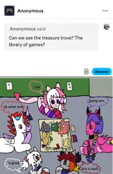 Size: 1154x1769 | Tagged: safe, artist:ask-luciavampire, derpibooru import, oc, alicorn, demon, demon pony, original species, pony, succubus, undead, unicorn, vampire, ask, bored game, image, png, tumblr