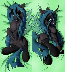 Size: 924x1024 | Tagged: suggestive, artist:emilywulfstudios, queen chrysalis, changeling, changeling queen, body pillow, clothes, dock, featureless crotch, female, image, jpeg, socks, solo, tongue out