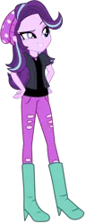 Size: 555x1441 | Tagged: safe, artist:ajosterio, derpibooru import, starlight glimmer, equestria girls, beanie hat, boots, clothes, cute, eyebrows, female, geode, glimmerbetes, hand on hip, image, jacket, jewelry, necklace, pants, png, pockets, raised eyebrow, shoes, short sleeves, simple background, solo, squint, transparent background, vestimet