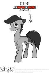 Size: 1578x2361 | Tagged: safe, artist:geljado, derpibooru import, oc, oc:broken symmetry, unofficial characters only, earth pony, pony, digital art, image, monochrome, png, simple background, solo, text, transparent background