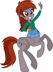 Size: 1916x2609 | Tagged: safe, artist:eclipsethings, derpibooru import, oc, oc:funny jo, unofficial characters only, centaur, taur, equestria girls, bracelet, centaur oc, clothes, dress, heterochromia, image, jacket, jewelry, png, smiling, wings