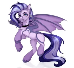 Size: 1826x1655 | Tagged: oc name needed, safe, artist:enderbee, derpibooru import, oc, bat pony, pony, bat pony oc, bat wings, chest fluff, ear fluff, eyes closed, fangs, full body, image, long tail, many eyes, multicolored hair, piercing, png, simple background, smiling, solo, spread wings, tail, white background, wings