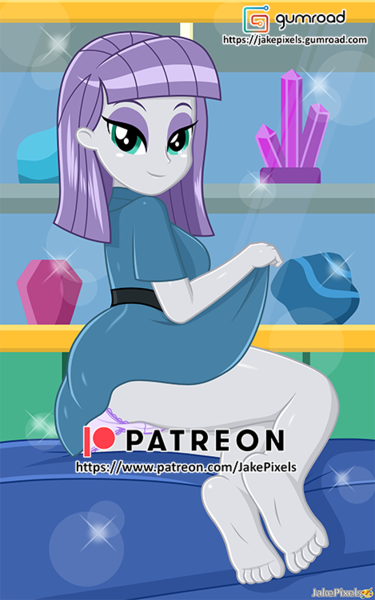 Size: 469x750 | Tagged: suggestive, artist:jakepixels, derpibooru import, maud pie, human, equestria girls, barefoot, clothes, feet, female, gumroad, gumroad logo, image, looking at you, looking back, looking back at you, panties, patreon, patreon reward, png, sexy, smiling, soles, solo, solo female, stupid sexy maud pie, toes, underwear, when she smiles