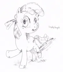 Size: 500x574 | Tagged: safe, artist:trips-ocho, derpibooru import, apple bloom, earth pony, pony, the cutie pox, female, filly, foal, image, jpeg, loop-de-hoop, solo