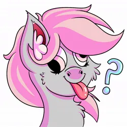 Size: 1024x1024 | Tagged: safe, artist:draconightmarenight, derpibooru import, oc, oc:cotton puff, unofficial characters only, pegasus, pony, :p, cel shading, confused, ear fluff, image, jpeg, monthly reward, shading, solo, sticker, tongue out
