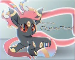 Size: 3144x2515 | Tagged: safe, artist:lincolnbrewsterfan, derpibooru import, oc, oc:gamer painter, ponified, unofficial characters only, earth pony, eevee, hybrid, pony, umbreon, rainbow roadtrip, .svg available, adorable face, big ears, birthday, birthday gift, body markings, chromatic aberration, circle, coat markings, colored hooves, colored pupils, console, controller, cute, cute face, cute smile, cutie mark, derpibooru exclusive, distorted, distortion, earth pony oc, eevee pony, fusion, gradient background, gradient mane, gradient tail, hairband, happy, happy birthday, hoof heart, hybrid oc, image, inkscape, jewelry, long ears, looking at you, lying down, male, ocbetes, orange eyes, png, pokémon, ponysona, prone, ring, slit pupils, smiling, smiling at you, stallion, stallion oc, striped mane, striped tail, stripes, tail, tail band, underhoof, vector, vivaldi font, wii, wii u touchpad