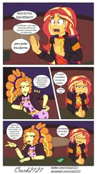 Size: 1280x2284 | Tagged: safe, artist:crock2121, derpibooru import, adagio dazzle, sunset shimmer, human, comic:another world, equestria girls, equestria girls series, spoiler:eqg series (season 2), comic, dialogue, duo, female, image, jpeg, music festival outfit, spanish, translation request