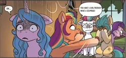 Size: 912x418 | Tagged: safe, derpibooru import, edit, idw, hitch trailblazer, izzy moonbow, pipp petals, sunny starscout, zipp storm, earth pony, pegasus, pony, unicorn, spoiler:comic, spoiler:g5, spoiler:g5comic, spoiler:g5comic09, couch, cropped, double facehoof, facehoof, female, floppy ears, frown, g5, hitch trailblazer gets all the mares, hitchpipp, hitchzipp, image, implied infidelity, izzyhitch, male, mare, png, scared, shipping, sitting, stallion, straight, sunnyhitch, sweat, sweatdrop, worried