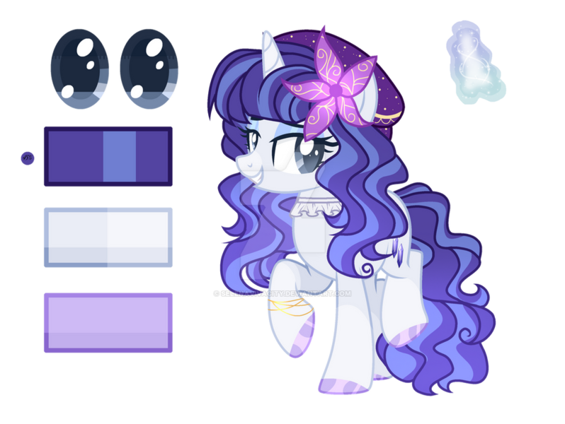 Size: 1031x775 | Tagged: safe, artist:selenavivacity, derpibooru import, oc, oc:bright aquamarine, unofficial characters only, pony, unicorn, beret, clothes, colored hooves, female, flower, flower in hair, hat, horn, image, jewelry, leg bracelet, magic, magic aura, mare, mascara, offspring, parent:fancypants, parent:rarity, parents:raripants, png, reference sheet, scarf, simple background, solo, transparent background, unicorn oc