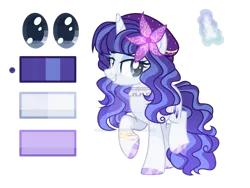 Size: 1031x775 | Tagged: safe, artist:selenavivacity, derpibooru import, oc, oc:bright aquamarine, unofficial characters only, pony, unicorn, beret, clothes, colored hooves, female, flower, flower in hair, hat, horn, image, jewelry, leg bracelet, magic, magic aura, mare, mascara, offspring, parent:fancypants, parent:rarity, parents:raripants, png, reference sheet, scarf, simple background, solo, transparent background, unicorn oc