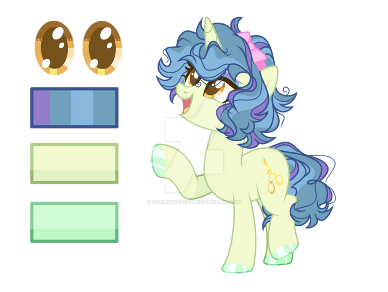 Size: 1031x775 | Tagged: safe, artist:selenavivacity, derpibooru import, oc, oc:classic bullet, unofficial characters only, pony, unicorn, bow, colored hooves, colored pupils, deviantart watermark, female, hair bow, horn, image, magic, magic aura, magical lesbian spawn, mare, mascara, messy mane, obtrusive watermark, offspring, parent:bon bon, parent:lyra heartstrings, parents:lyrabon, png, reference sheet, simple background, solo, transparent background, unicorn oc, watermark