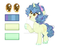 Size: 1031x775 | Tagged: safe, artist:selenavivacity, derpibooru import, oc, oc:classic bullet, unofficial characters only, pony, unicorn, bow, colored hooves, colored pupils, deviantart watermark, female, hair bow, horn, image, magic, magic aura, magical lesbian spawn, mare, mascara, messy mane, obtrusive watermark, offspring, parent:bon bon, parent:lyra heartstrings, parents:lyrabon, png, reference sheet, simple background, solo, transparent background, unicorn oc, watermark